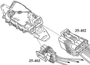 Exploded view of an electrical connector with part numbers for individual components.