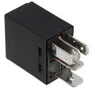 A black relay with the cover off.