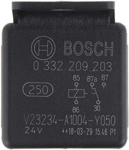 A close up of the bosch logo on an electrical device.