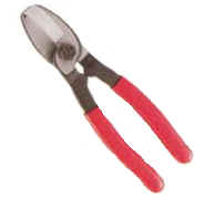Red-handled slip-joint pliers on a white background.