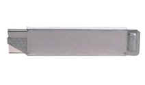Metal box cutter on a white background.