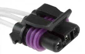 Electrical connector with multiple wires attached.
