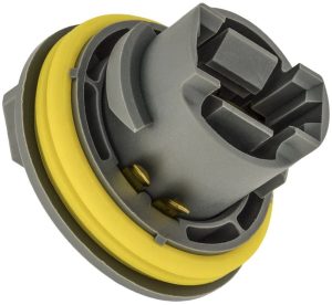 Plastic electrical connector with yellow sealing gasket.