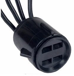 Black plastic electrical connector with multiple wires.