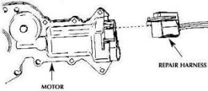 A drawing of an engine compartment with the brake light on.