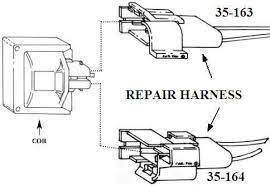 A diagram of the parts for repair harnesses.
