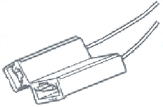 A drawing of a cable with two wires attached to it.