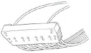 A drawing of a guitar pickup with wires.