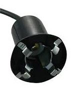 A black and silver electrical outlet with wires.
