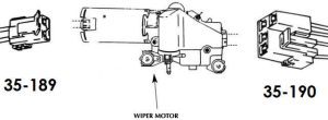 Exploded view diagram of a wiper motor with component numbers 35-189 and 35-190.