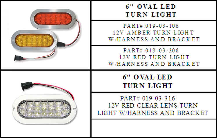 A series of oval led turn lights are shown.