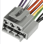 A gray wire harness with multiple colors on it.